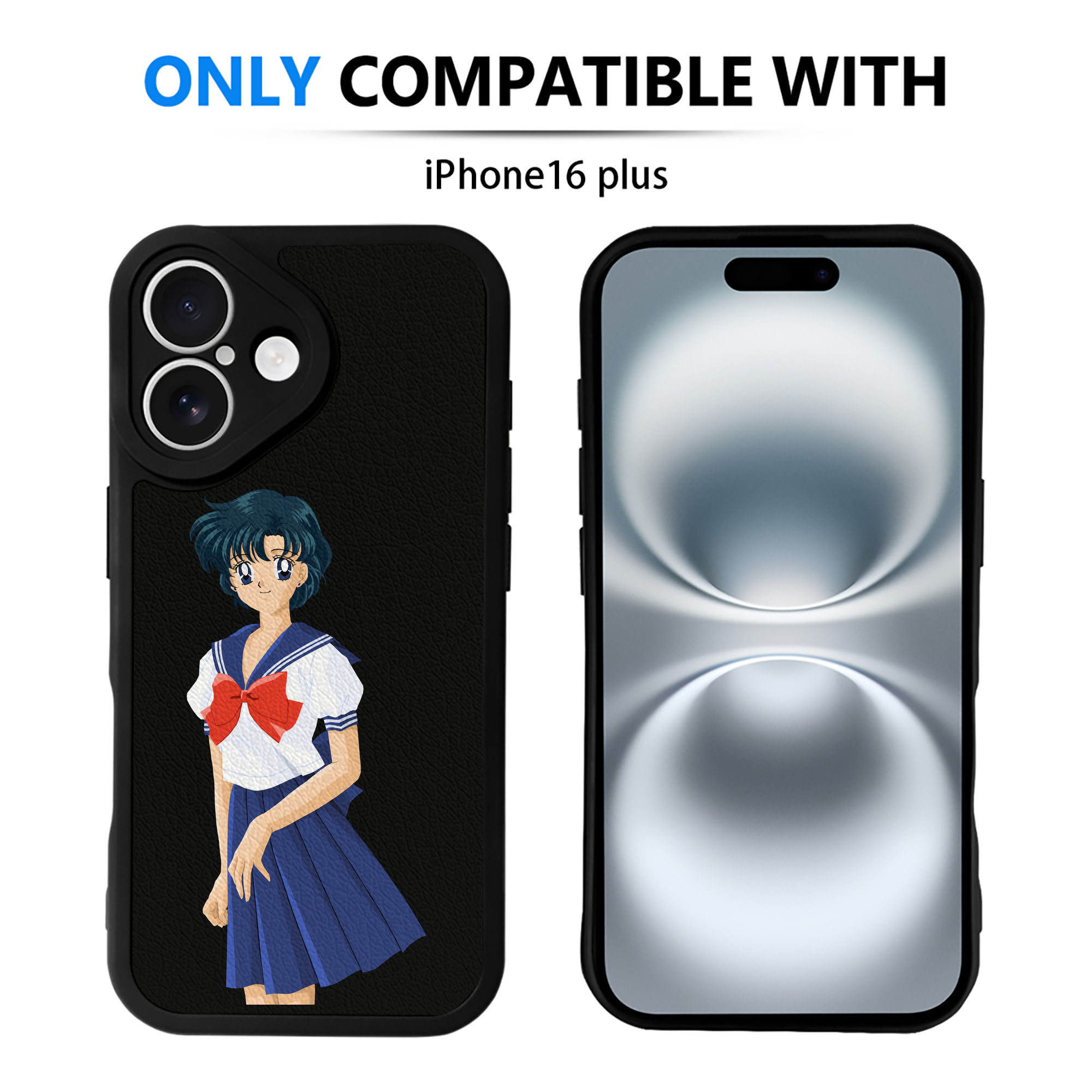 （画像用） 美少女戦士セーラームーン 水野 亜美 みずの あみ Sailor Moon Mizuno Ami 【iPhone 16シリーズ対応】シリコンスマホケース（レザー調） 材質：シリコン